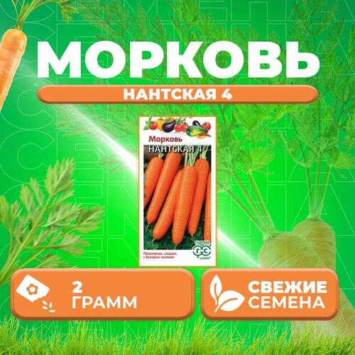 Морковь Нантская 4, 2,0г, Гавриш, Овощная коллекция (1 уп)