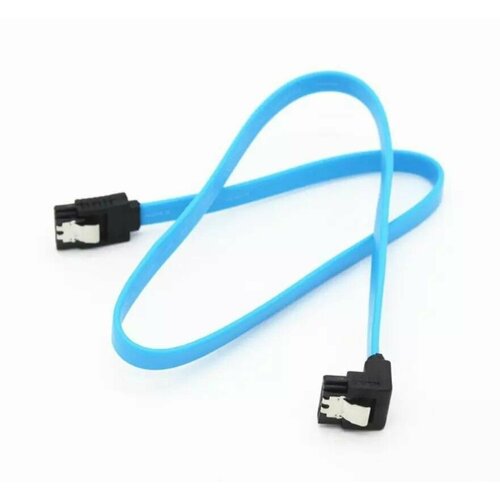 Кабель SATA 3.0 синий 6Gb L-образный с креплением