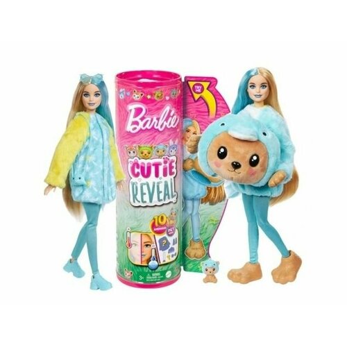 Кукла Барби Barbie Cutie Reveal HRK25, в костюме дельфина кукла барби barbie cutie reveal милашка с сюрпризами серия джунгли hkp98