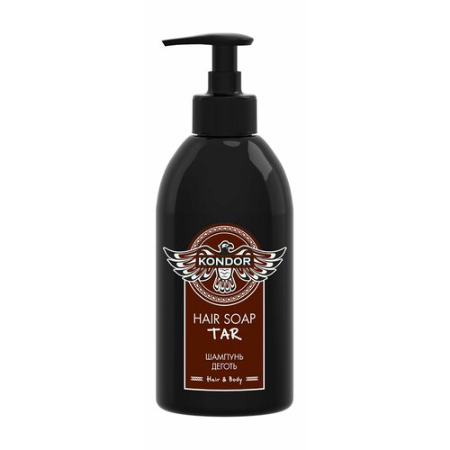 Деликатный шампунь с экстрактом березового дёгтя / 300 мл / Kondor Hair & Body Tar Hair Soap