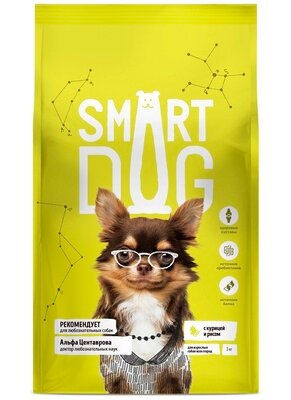 Smart Dog сухой корм Для взрослых собак с курицей и рисом 800 гр