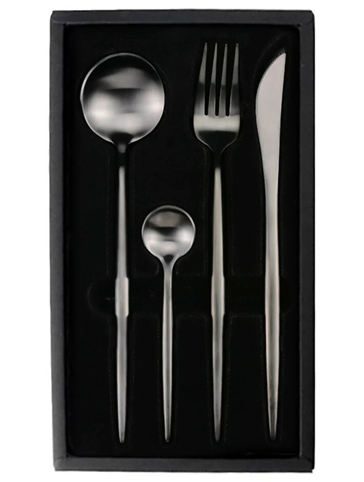 Набор столовых приборов Xiaomi Maison Maxx Stainless Steel Modern Flatware Set, черный