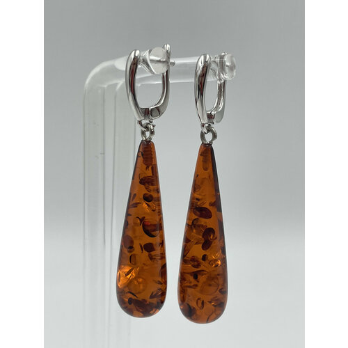 Серьги с подвесками AMBER Land, янтарь прессованный, размер 36 мм