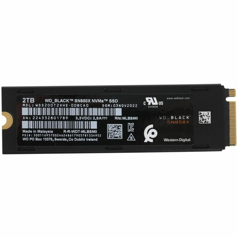 Накопитель SSD M.2 2280 Western Digital 2TB PCIe Gen4 x4 7400/6800MB/s IOPS 1200K/1100K 1200 TBW with heatsink - фото №16