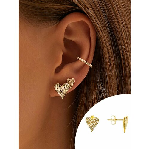 Серьги пусеты MIESTILO серьги гвоздики ювелирные сережки, серебро, 925 проба, золочение, , золотистый, желтый