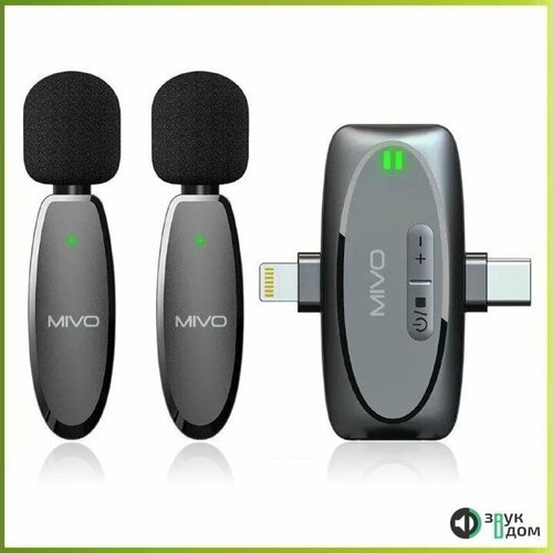 MIVO MK-630 - два беспроводных микрофонаодин приемник iPhone Lightning Type-C Camera MIC 35 mm 249000₽