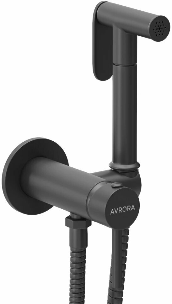 Гигиенический душ Avrora Soft AV8001B со смесителем, черный матовый