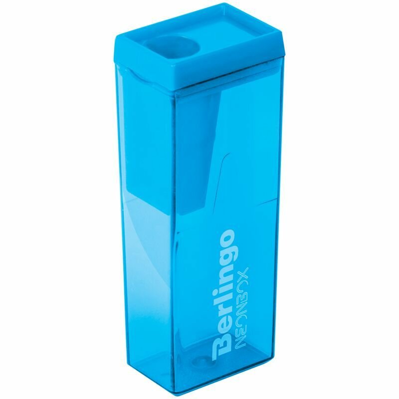 Точилка пластиковая Berlingo "NeonBox" 1 отверстие, контейнер, 1 штука, ассорти