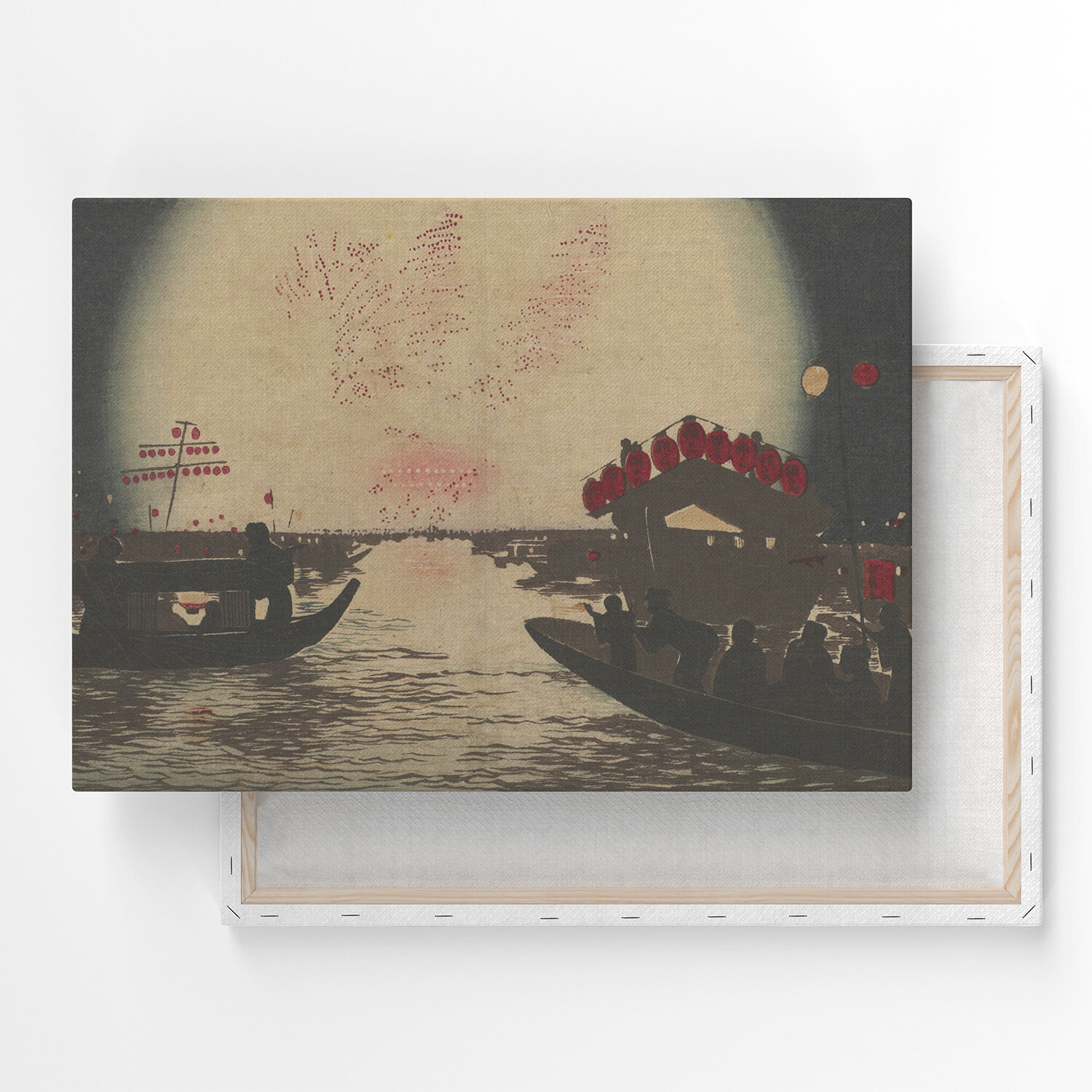 Картина на холсте, репродукция / Кобаяси Киётика - Fireworks at Ryogoku / Размер 40 x 53 см
