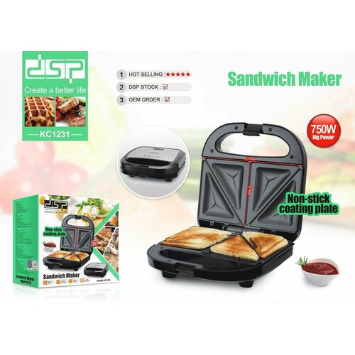 Сэндвичница версии KC-1231 от уверенного бренда DSP устройство которое ценит ваше время С его помощью вы сможете быстро и в один момент приготовить самые вкусные сэндвичи в вашей жизни которые порадуют вас точно неоднократно 160000₽