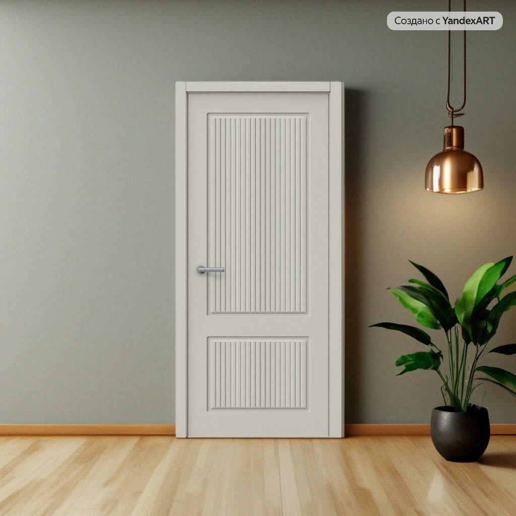 Межкомнатная дверь "Сити-2" , полотно глухое (ДГ), покрытие Эмаль, цвет RAL 7044 (серый шелк), толщина полотна 38 мм, 2000х400