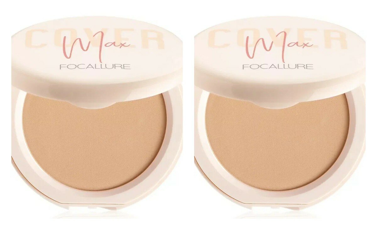 Пудра для лица Focallure, Covermax Two way cake Pressed Powder, тон 02, 6,8 гр, 2 шт