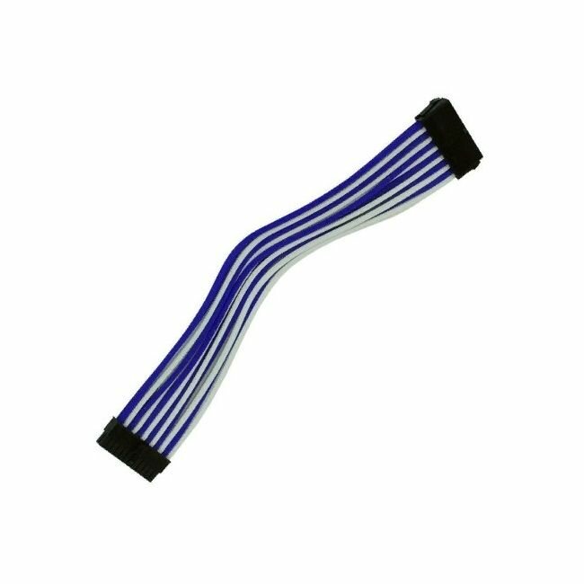 Удлинитель Nanoxia 24-pin ATX, 30 см, индивидуальная оплетка, синий/белый