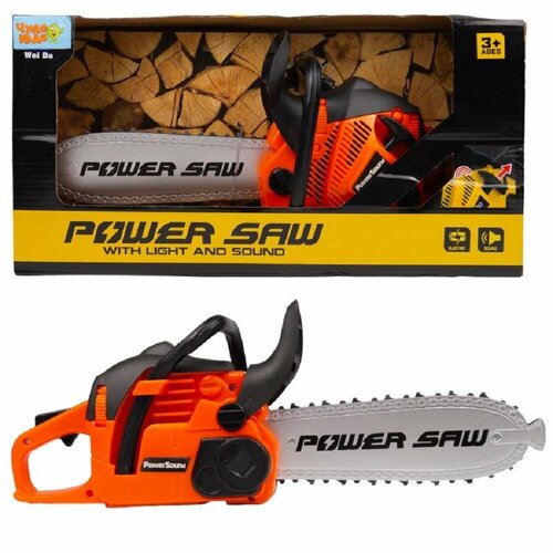 Сюжетно-ролевой игровой набор игрушечная бензопила звук мотора цепь крутится функция движения на батарейках 38 х 11 х 7 см 192С 1649₽