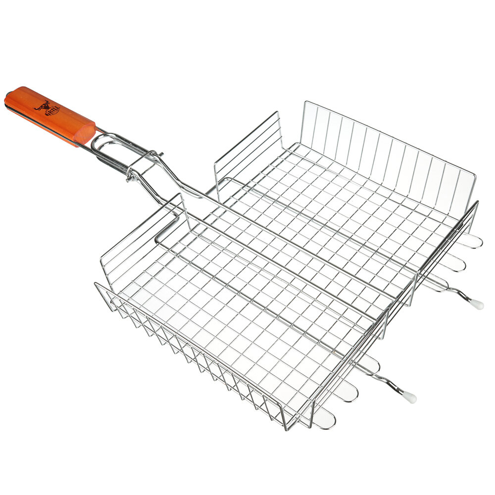 Решётка гриль хром со съёмной ручкой 57x30x25 глубина 5см