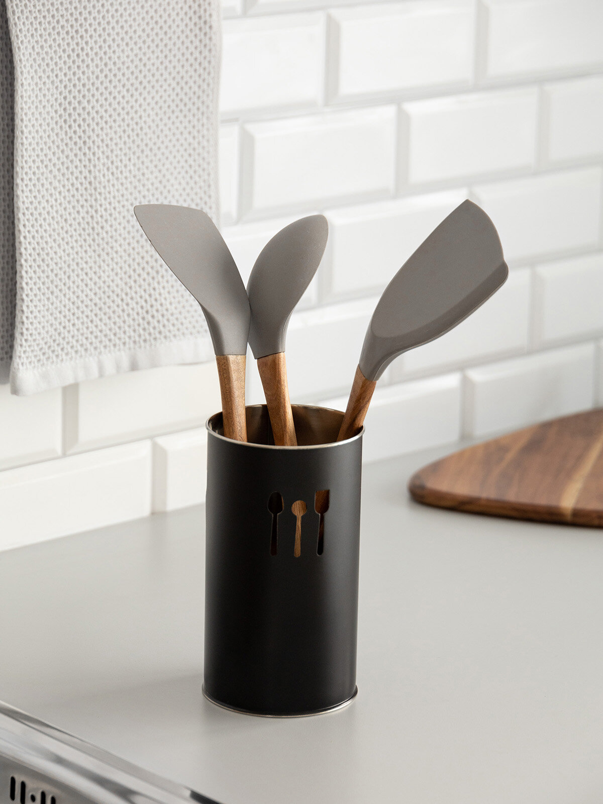 фото Стакан под столовые приборы DeNASTIA 10x18, нерж. ст матовый черный Индия