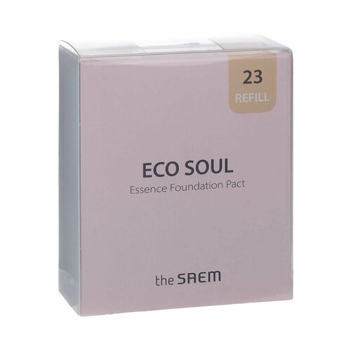 Пудра компактная тональная Eco Soul Essence Foundation Pact 23 Natural Beige (Refill), The Saem веганская тональная основа the saem eco soul vegan silk glam foundation spf42 pa 23 natural beige