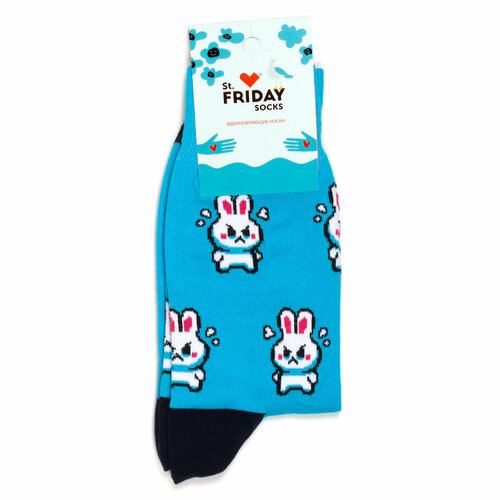 Носки St. Friday Унисекс носки с надписями и рисунками St.Friday Socks, размер 34-37, белый, голубой