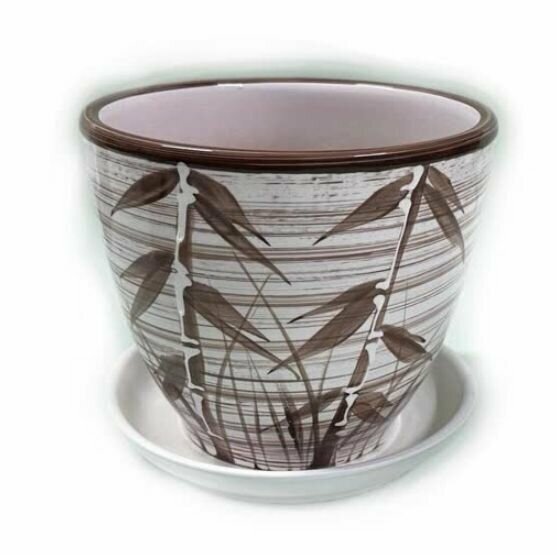 Кашпо Тростник v 04 л с поддоном керам глазурь формы тюльпан h 11 см d 11 см