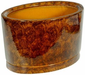 Горшок для бонсая с поддоном керамика Овал №2 бонсайница коричневый 4,5л