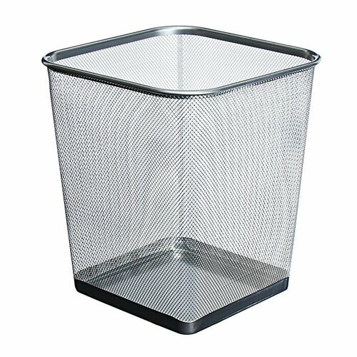 Корзина для бумаг сетка металл квадратная серебро 17 литров 2200₽