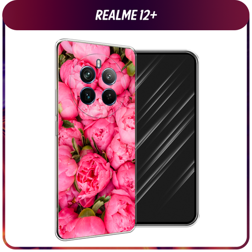 Силиконовый чехол на Realme 12+ / Реалми 12 Плюс Прекрасные пионы силиконовый чехол пионы голубые на realme 12 реалми 12 плюс