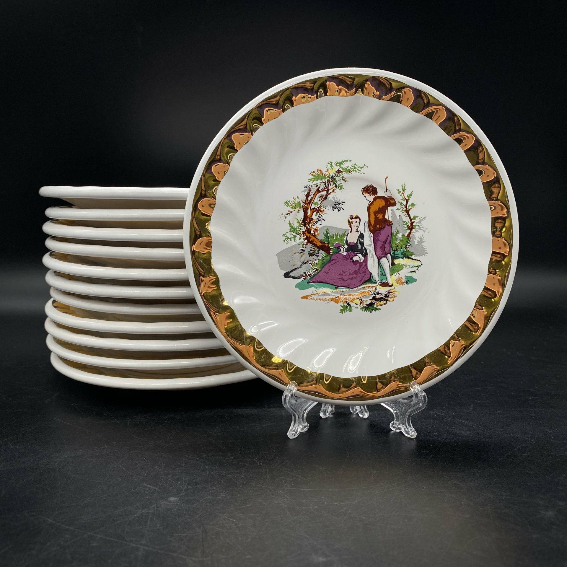 фото Набор из 12 блюдец, керамика, деколь, золочение, Турция, 1990-2010 гг.