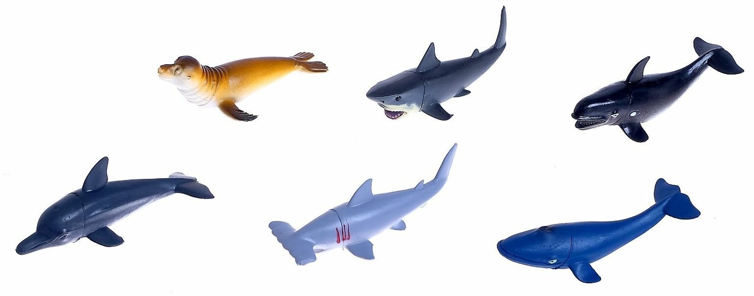 Фигурки морских животных "Подводный мир", развивающий набор резиновых игрушек для детей, игровой комплект больших реалистичных фигурок, 6 шт