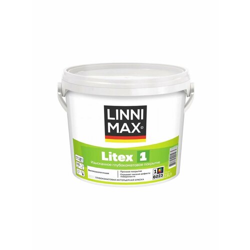 Linnimax Litex 1 Белая краска для стен матовая Литекс 1 База 1, 2,5 л краска для стен и потолка латексная водная zinsser watertite краска гидроизоляционная противогрибковая самогрунтующаяся 0 946 л