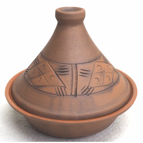 Таджин глиняный керамический для приготовления мяса и овощей 1л молочение 1530₽