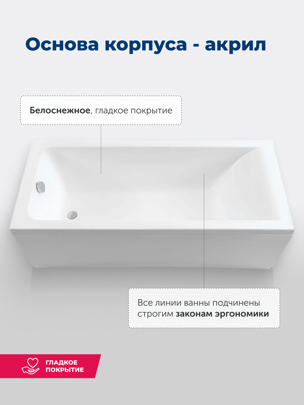 Акриловая ванна Aquanet Bright 180х80 см, 00233143, с каркасом, цвет белый.