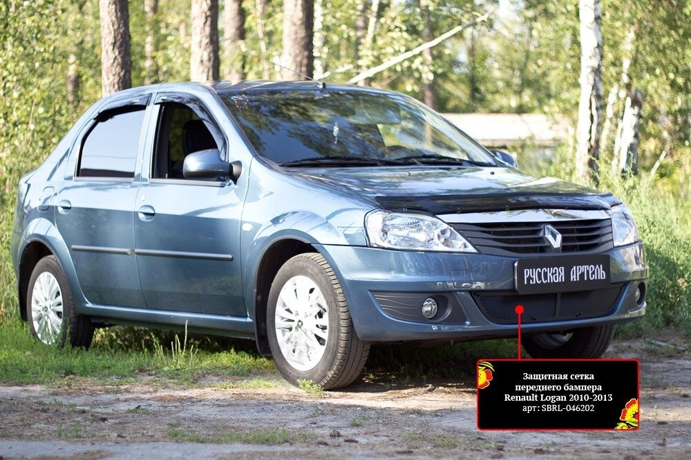 Защитная сетка решетки переднего бампера Renault Logan 2010-2013