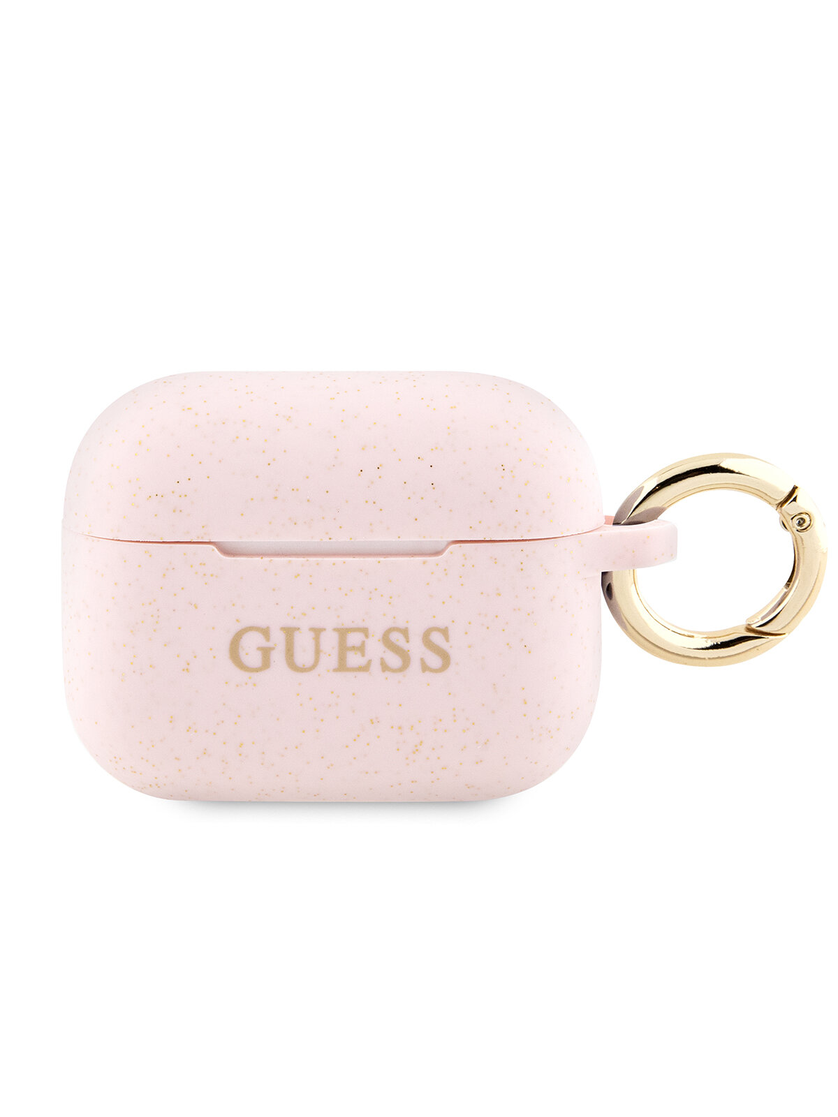 Guess для Airpods Pro 2 чехол Silicone with ring Glitter/Light pink