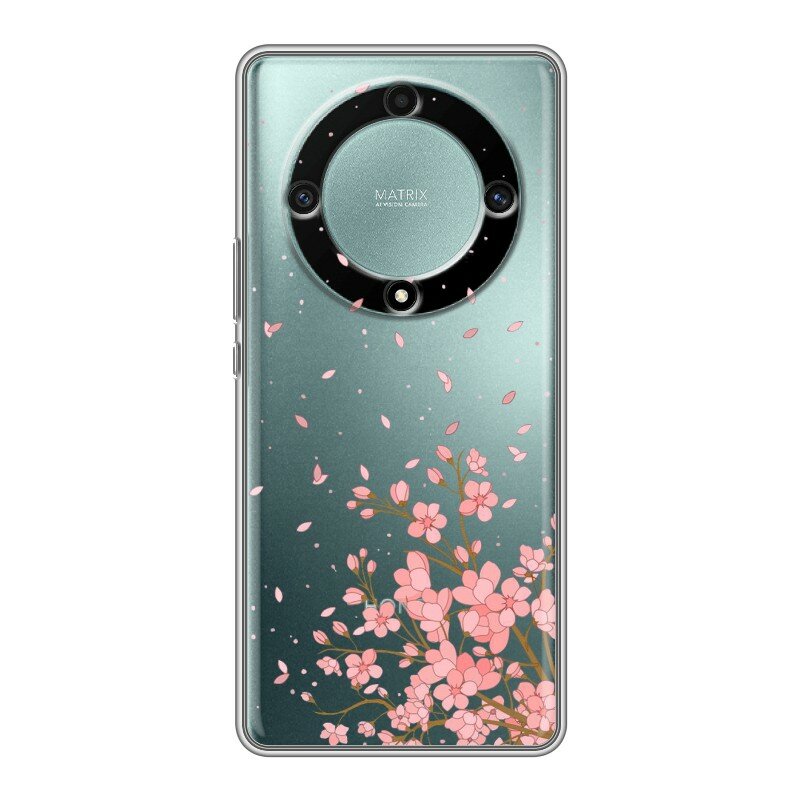 Полупрозрачный дизайнерский силиконовый чехол для Хонор Х9а / Huawei Honor X9a Ветка сакуры