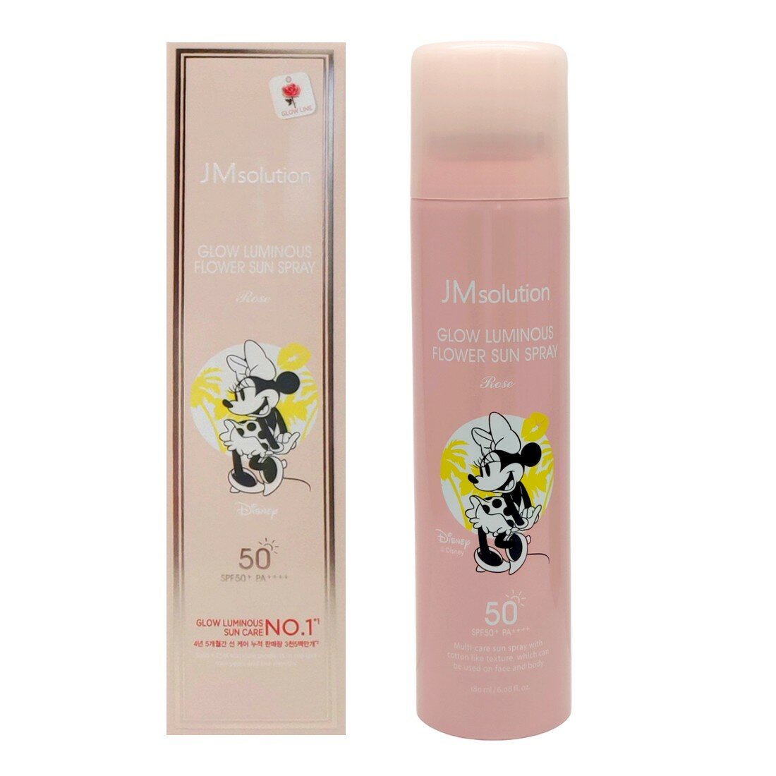 Jmsolution Увлажняющий солнцезащитный спрей с экстрактом розы  Glow Luminous Flower Sun Spray Rose SPF50PA Disney Mini 180 мл