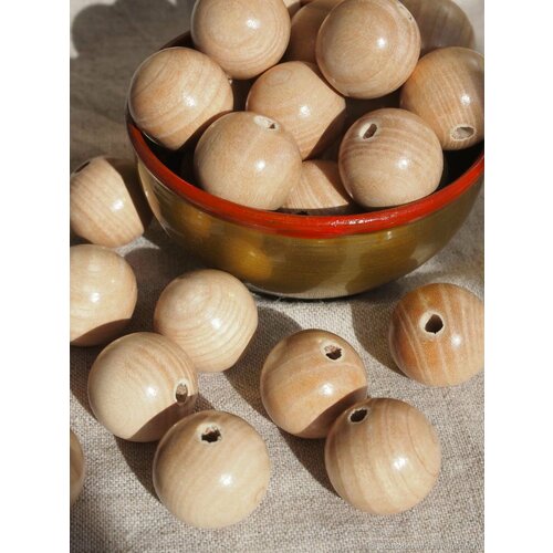 Бусины из ясеня, 20 мм - 20 штук