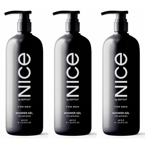NICE by Septivit Гель для душа мужской, 1 л, 3 шт