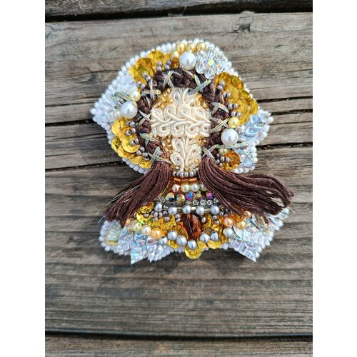 Брошь, кристалл, серебряный, золотой