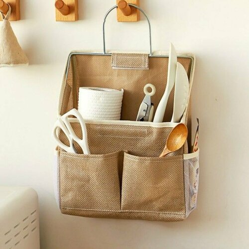 Органайзер для хранения вещей, мелочей, подвесной с карманами, настенный для кухни и ванной.