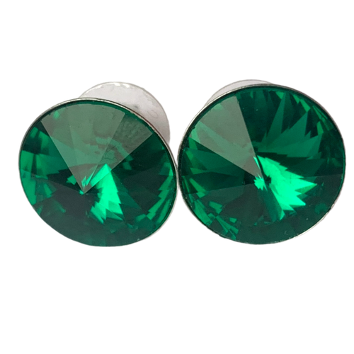 Серьги пусеты , кристаллы Swarovski, размер/диаметр 14 мм, зеленый серьги пусеты transformer кристаллы swarovski размер диаметр 14 мм бесцветный