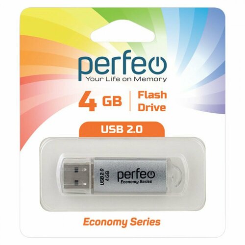 USB 2.0 накопитель E01 4GB Silver economy series флешка 4gb perfeo e01 usb 2 0 красный pf e01r004es