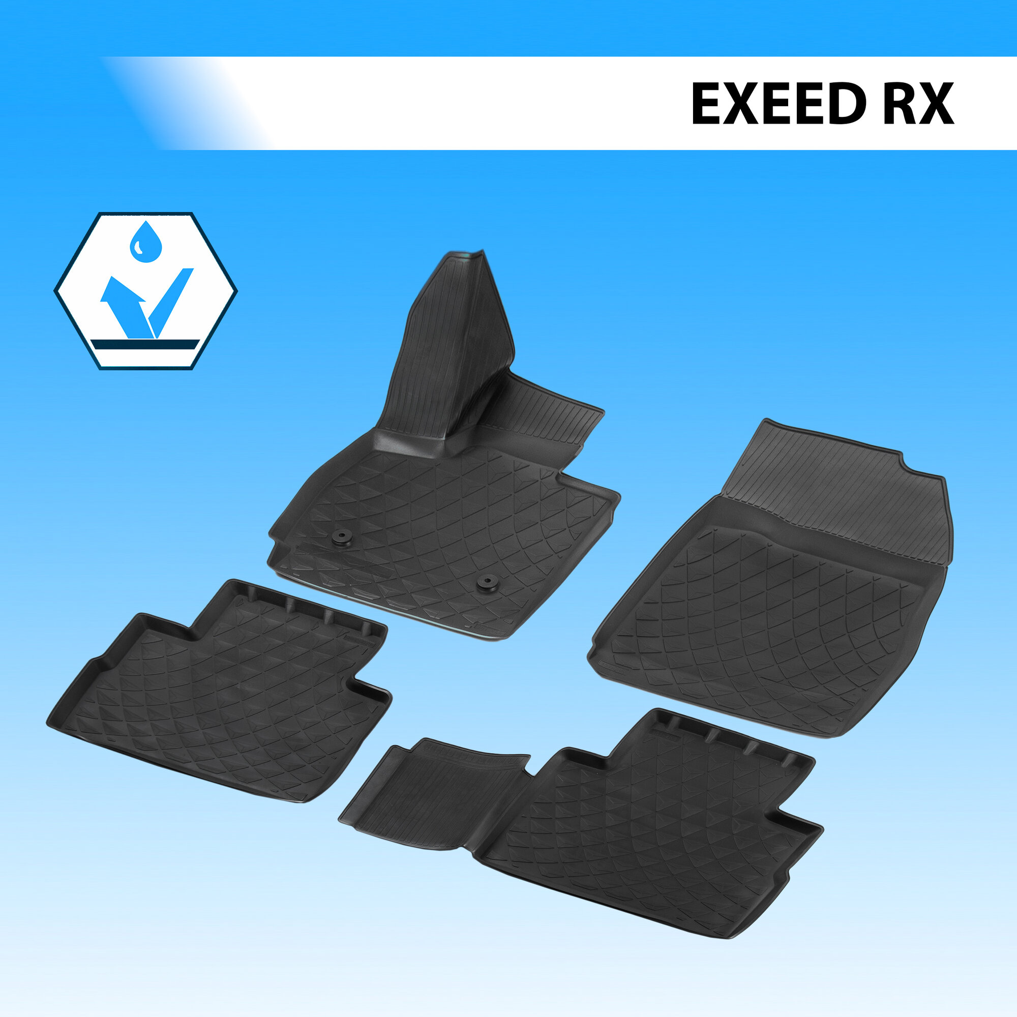 Коврики в салон автомобиля Rival для Exeed RX 2022-н. в, полиуретан, 4 части, 10912001
