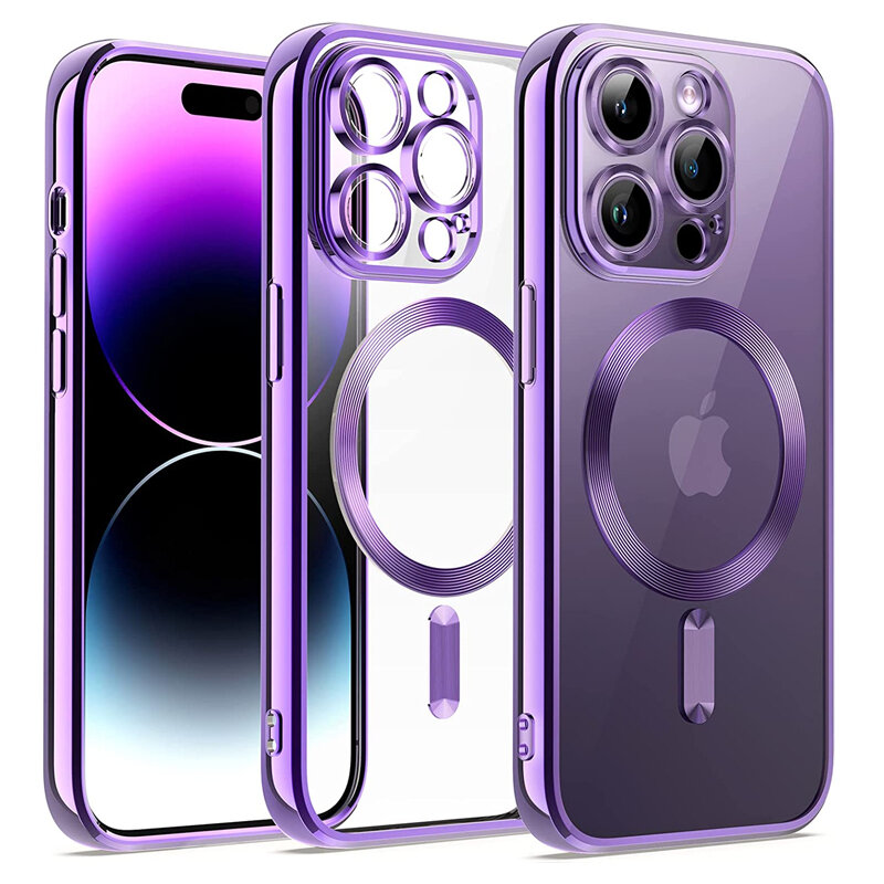 Чехол для iPhone 14 Pro Metal Magnet Case Violet