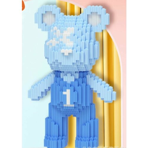 3д конструктор медведь мишка, блоки bear, brick 3d Чемпион синий