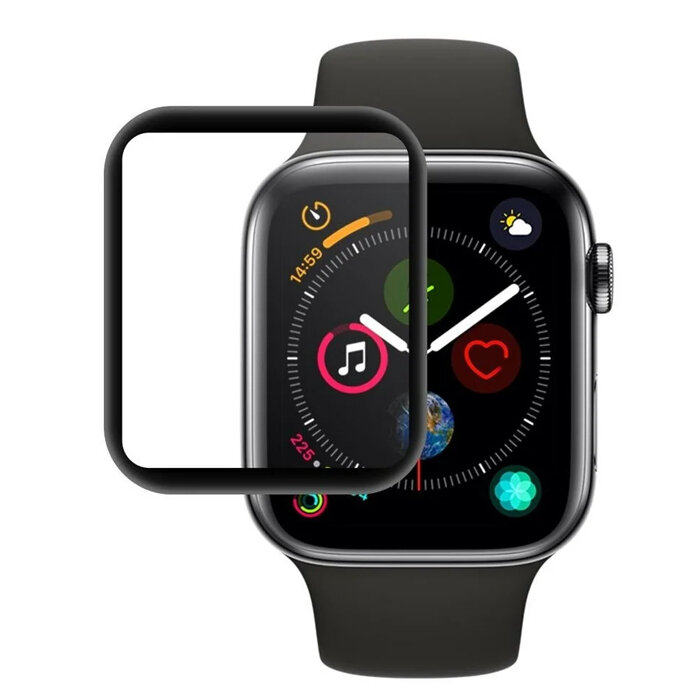 Черное защитное стекло для Apple Watch 45mm 3D Glass