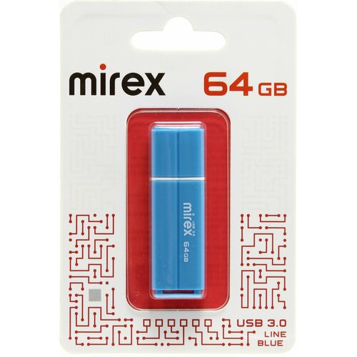 Флешка 64 ГБ USB 3.0 Mirex Line Blue