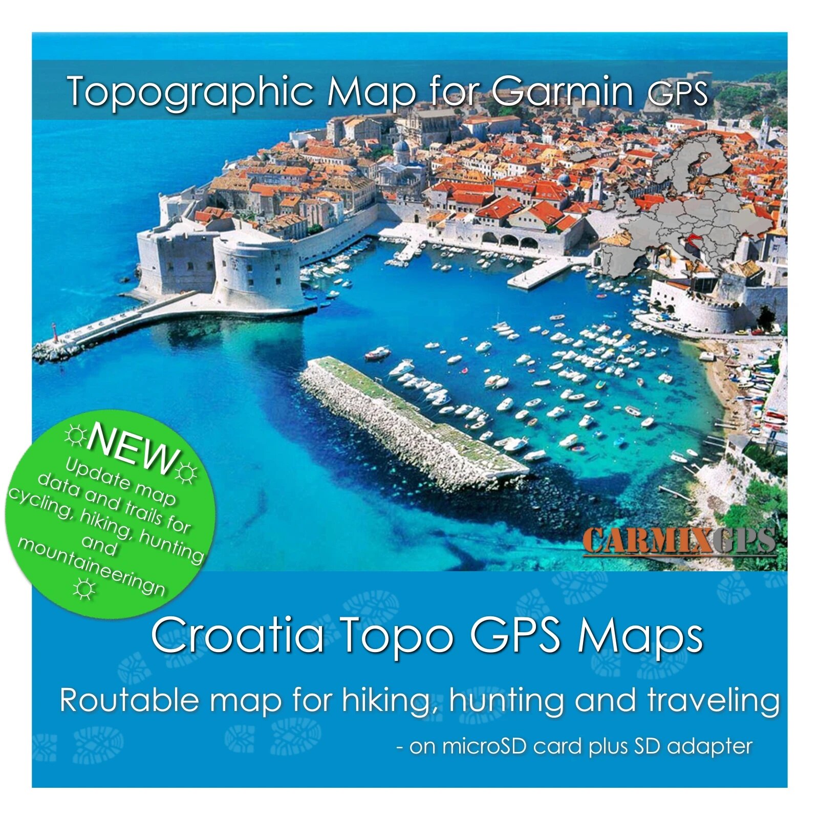 Топографическая карта Хорватия для устройств Garmin на карте памяти MicroSD. Carmix-GPS