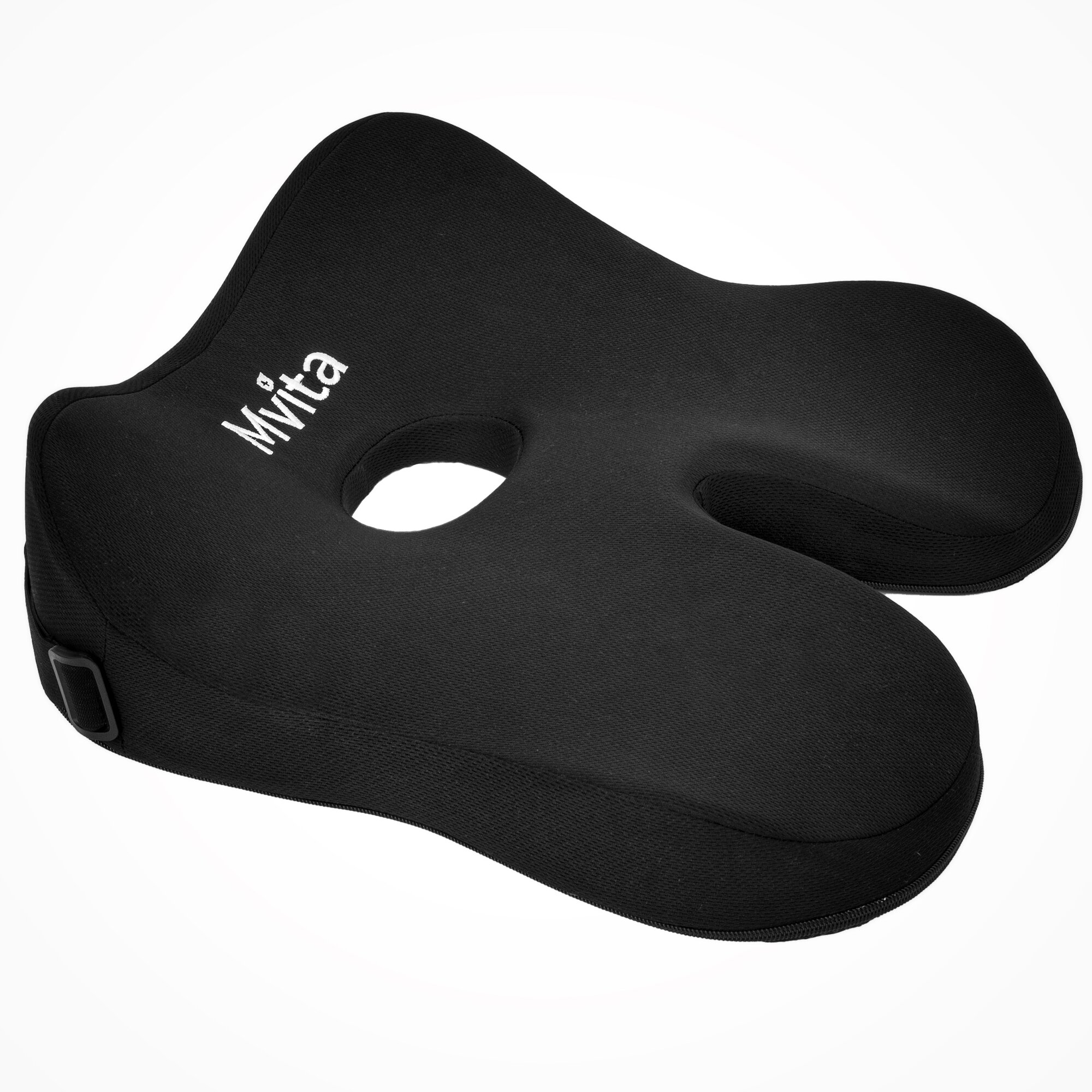 фото Подушка на стул ортопедическая с эффектом памяти, анатомической формой и ремнями фиксации к креслу - ортопедическая подушка для сидения, подушка в машину, подушка с эффектом памяти