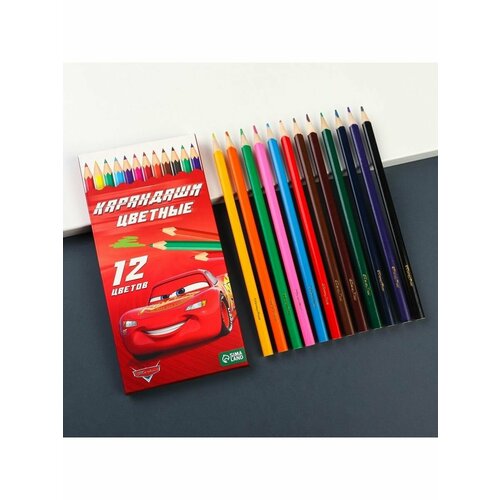 Карандаши цветные 12 цветов Тачки 300₽