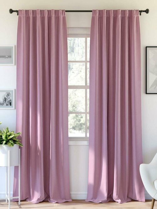 Комплекты штор AT HOME Карес (розово-лиловый) высота 280 см, ширина 150 см, крепление - шторная лента, Фиолетовый/сирень
